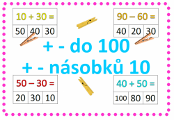 Sčítání a odčítání do 100 násobků 10 - kolíčkové karty