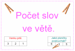 Počet slov ve větě - kolíčkové karty