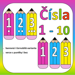 Čísla 1 - 10 pastelky, tužky