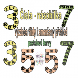 Čísla - násobilka - pastelové barvy