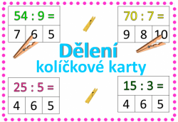 Dělení - kolíčkové karty