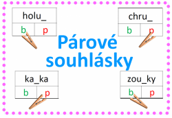 Párové souhlásky - kolíčkové karty - na konci i uprostřed slova