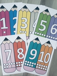 Čísla 1 - 10 pastelky, tužky