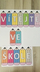 Uvítací nadpisy - tužky, pastelky