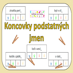  Koncovky podstatných jmen- kolíčkové karty