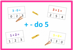 Sčítání a odčítání do 5 - kolíčkové karty