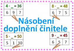 Násobení - doplnění činitele - kolíčkové karty