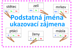 Podstatná jména - ukazovací zájmena ten, ta to, ti, ty, ta - kolíčkové karty