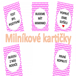 Milníkové kartičky - kolečka růžová