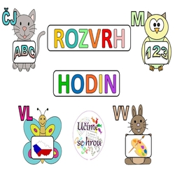 Rozvrh hodin na zeď - zvířátka