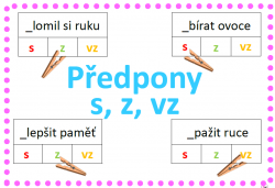 Předpony s, z, vz - kolíčkové karty