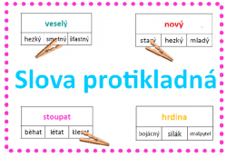 Slova protikladná - antonyma - kolíčkové karty