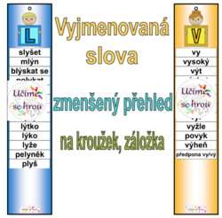 Vyjmenovaná slova - děti - přehled pro žáky, záložky 