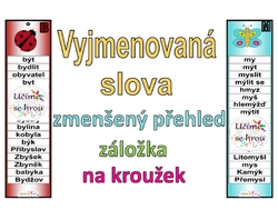 Vyjmenovaná slova - zmenšený přehled pro děti, záložky - žirafy - kopie